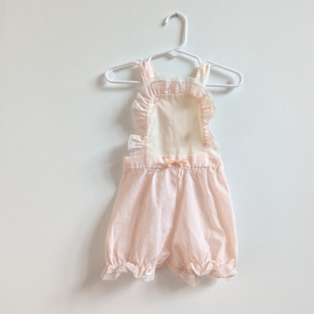 Vtg Peachy Pink 24m Peachy Pink Sunsuit Ruffle Bubble Romper Everyday